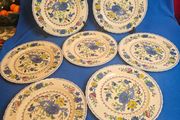 Set of 7 Masons Ironstone Regency Dinner Plates ,Less common, 27 cm in diameter ,2 pieces with the rarer export mark