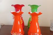 Vintage chinese plum blossom glass, set of 4, job lot, murano -style art galss