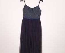 Needle & Thread Dark Blue Navy Sparkling Sequin Diamond Mesh Cami Strap Tulle Midi Dress 10UK/38EU