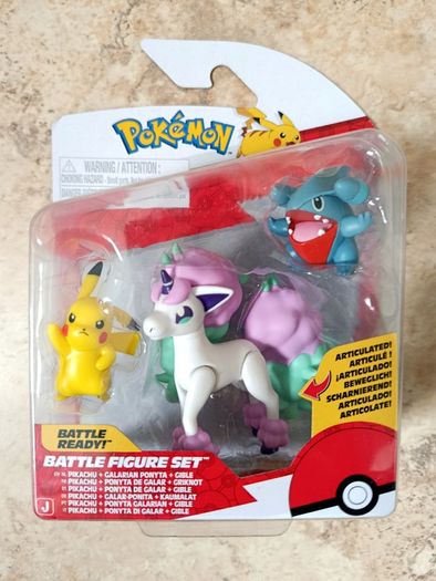 Pokemon Battle Figure Set 2025 Pikachu + Galarian Ponyta + Gible PKW4097 NEW