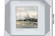 River Liffey, Dublin, 4x4in framed print by artist Helen Mathews