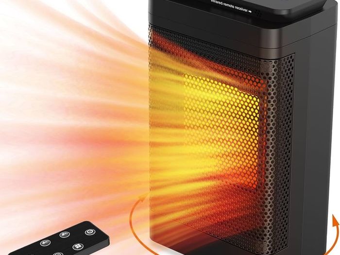 Electric Space Heater with Fan - 1500W Heaters Portable Small Room Heater Low Noise, Remote Control, Smart Timer, 3Heat Settings, Realtime Temperature