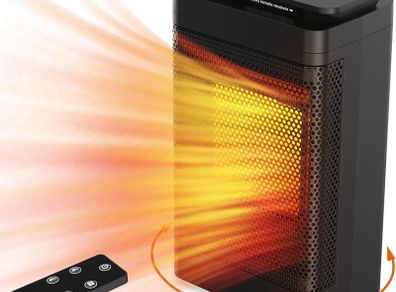 Electric Space Heater with Fan - 1500W Heaters Portable Small Room Heater Low Noise, Remote Control, Smart Timer, 3Heat Settings, Realtime Temperature