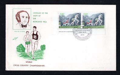 1979 Ireland Events Worlds Cross Country Championships Commemorative Stamp Imprint Pair Illustrated Hibernian First Day Cover (FDC)