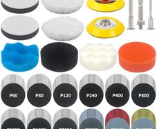 133pcs Sanding Discs Car Polishing Pads Kit for Drill, 75mm Wet and Dry Sandpaper 60-10000 Grits, Car Headlight Restoration Kit, Drill Sanding Attachments Buffing Pads for Auto, Wood and Metal