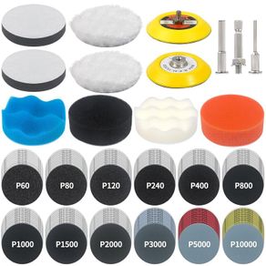 133pcs Sanding Discs Car Polishing Pads Kit for Drill, 75mm Wet and Dry Sandpaper 60-10000 Grits, Car Headlight Restoration Kit, Drill Sanding Attachments Buffing Pads for Auto, Wood and Metal