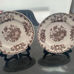 Pair of 9 inch fruit basket plates by masons