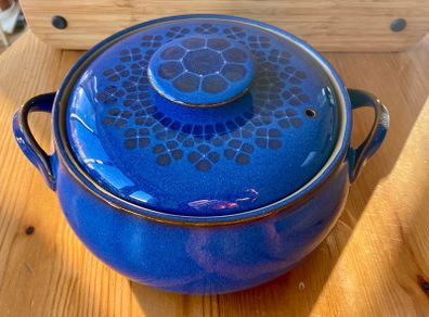 Denby Midnight pattern lidded casserole dish