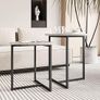 Round Coffee Table Set of 2,Small Coffee Table Living Room Tables,Metal Frame with Wood Side Table,Sofa Tea Table for Small Space/Living Room/Bedroom,Stacking Side Tables,Black + OAK Image 6