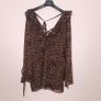 Boohoo Brown Black Leopard Y2K Grunge Tie Front V Neck Flared Mini Dress 16UK/44EU Image 10