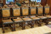 Set of 6 Spanish Renaissance Revival Walnut Dining Chairs