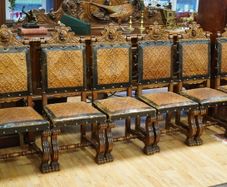 Set of 6 Spanish Renaissance Revival Walnut Dining Chairs