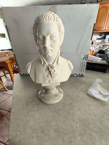 Mozart , A. GIANNELLI Alabaster Bust 23 CM. tall on marble plinth.
