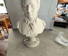 Mozart , A. GIANNELLI Alabaster Bust 23 CM. tall on marble plinth.