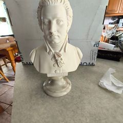 Mozart , A. GIANNELLI Alabaster Bust 23 CM. tall on marble plinth.