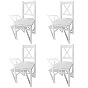 Dining Chairs 4 pcs White Pinewood