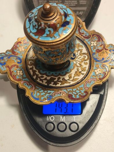 19th Century Napoleon 111 Bronze Cloisonne Ink Well