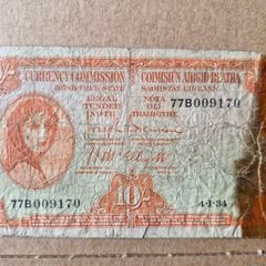 10 Shilling Lady Lavery 4/1/34 IRISH NOTE