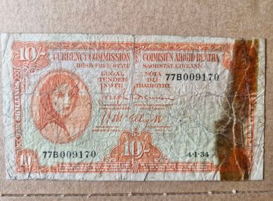 10 Shilling Lady Lavery 4/1/34 IRISH NOTE