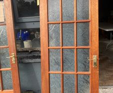 2 timber/glass doors, 1 hollow(white) door