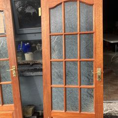 2 timber/glass doors, 1 hollow(white) door