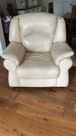 Free cream leather sofas & chair