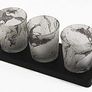 Glass Votive Tea Light Candle Holder Set of 3, Frosted Glass Holders with Black and White Patterns -Tealight Candle Holder for Weddings, Party and Home Decor (Black and White) Image 2
