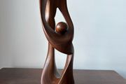 Mother and a Child Wooden Abstract Sculpture