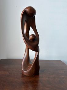 Mother and a Child Wooden Abstract Sculpture