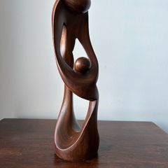 Mother and a Child Wooden Abstract Sculpture