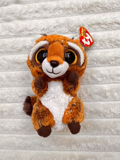 Ty Beanie Boos Rusty the Raccoon TySilk Beanie Soft Plush approx. 15 cm. Used Please see photos