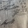 3.2 metres of 61 inch width vintage script linen in greige Image 10