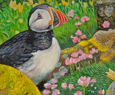 ,,Puffin at Saltee Island'' | oil Painting | Framed
