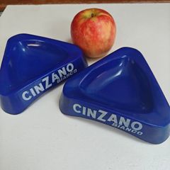 Pair of retro bar pub bistro Cinzano Bianco ashtrays