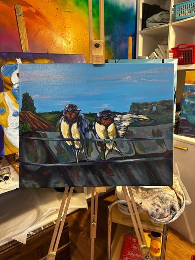 2 Birds Original Acrylic Painting