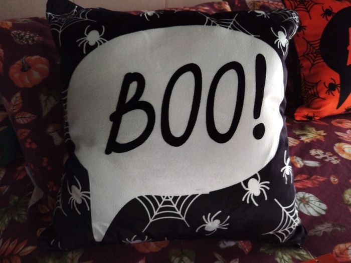 Bedlam Brand Boo Halloween Cushion in Black