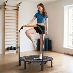 Foldable Mini Fitness Trampoline, with Adjustable Foam Handle, Orange