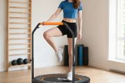 Foldable Mini Fitness Trampoline, with Adjustable Foam Handle, Orange