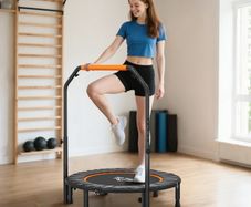 Foldable Mini Fitness Trampoline, with Adjustable Foam Handle, Orange