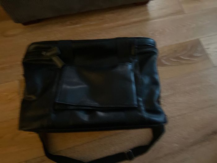 Large Black Leather PVC Makeup Bag with shoulder strap