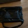 Large Black Leather PVC Makeup Bag with shoulder strap Image 2