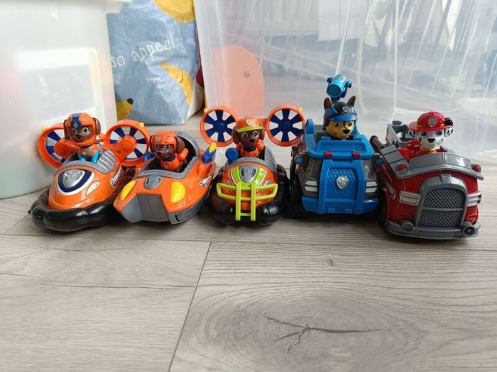 Paw patrol cars.