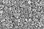 Silver Acrylic Round Alphabet Beads
