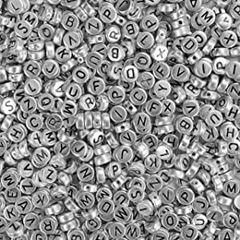Silver Acrylic Round Alphabet Beads