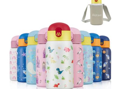 Brand New Autsel Children s Drinking Bottle Stainless Steel 500ml with Straw,