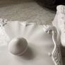 New French inspired ceramic lidded storage box in antique white. Image 9
