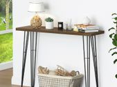 Tall Solid Wood Live Edge Natural Console Table with Metal Legs Side Table