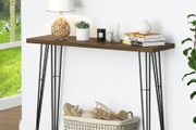 Tall Solid Wood Live Edge Natural Console Table with Metal Legs Side Table