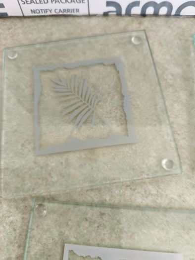 Set of 4 Glass Coasters .