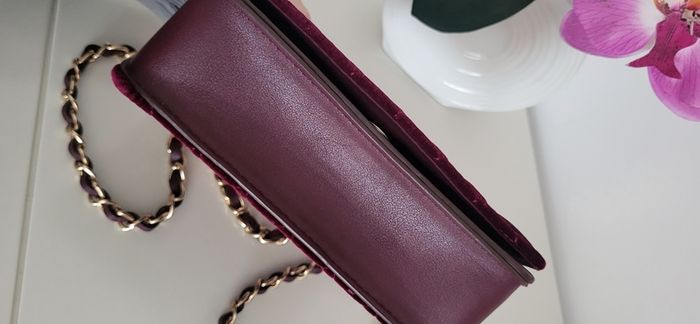 Accessorize burgundy velvet gold stud and chain bag - Rrp 50